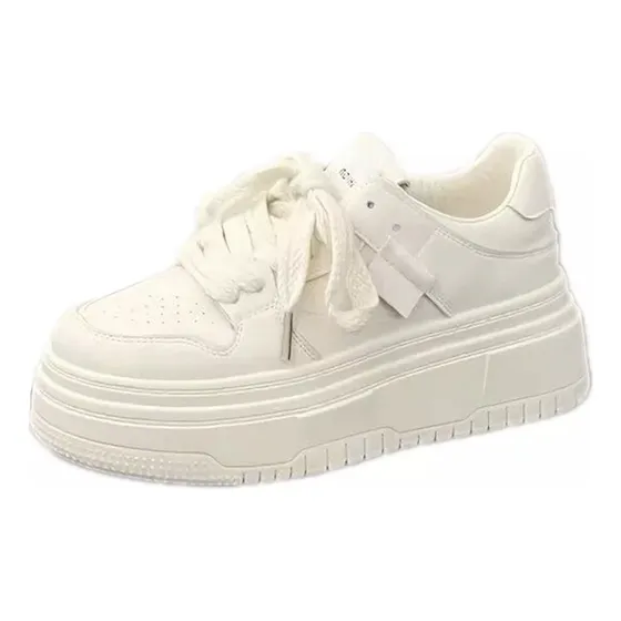 Zapatos Blancos Informales Clásicos De Cuero Pu Para Mujer
