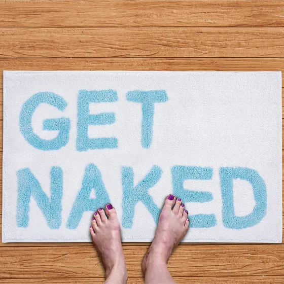 Alfombra Baño Get Naked Color Blanco Bonita Divertida Tapete