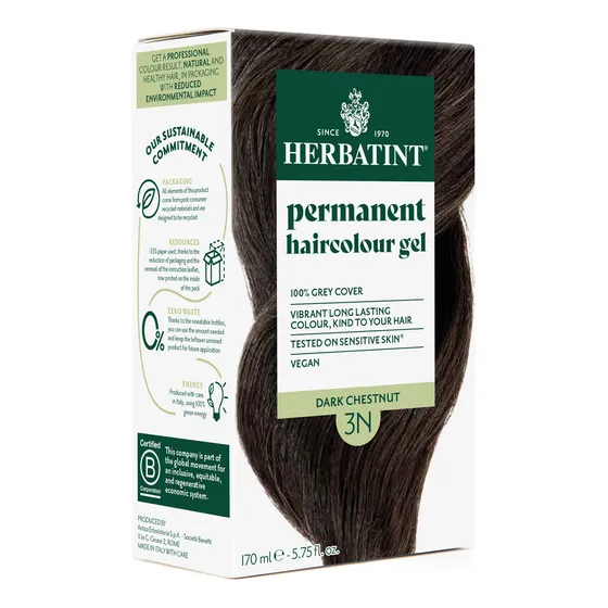 Tintura Herbatint Natural Coloración Gel Permanente Tono 3n Castaño Oscuro Para Cabello