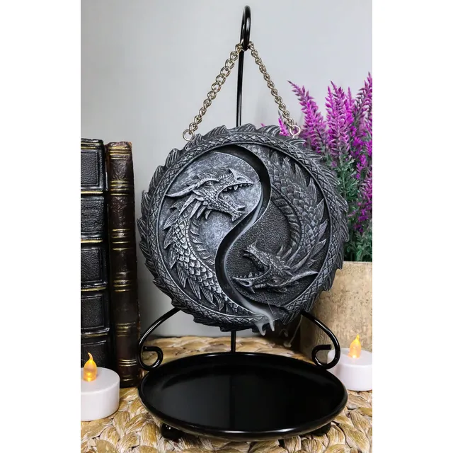 Hermosa Decoracion Medieval Ying Yang Dragons Medalla Aroma