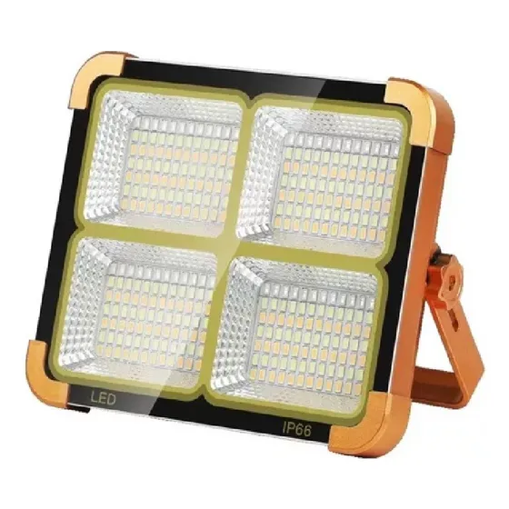Reflector Lampara Led Portátil Solar Exterior Recargable Carcasa Naranja Luz Blanco Frío