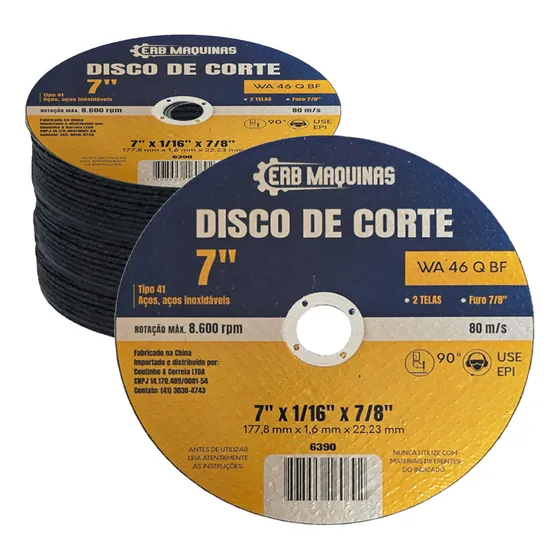 Kit 50 Disco Corte Fino Aço Inox 7' Lixadeira Esmerilhadeira Cor Azul Com Amarelo
