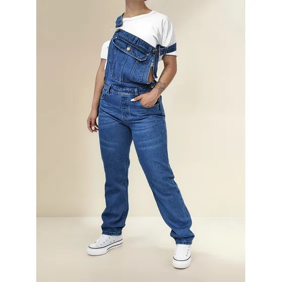 Overol Mujer Jean Boyfriend Rigido Elysium Jeans  Nacional
