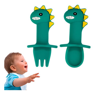 Duo Cubierto De Bebes Tenedor Cuchara Anti-asfixia Papilla Duo Cubierto De Bebes Tenedor Cuchara Anti-asfixia Papilla