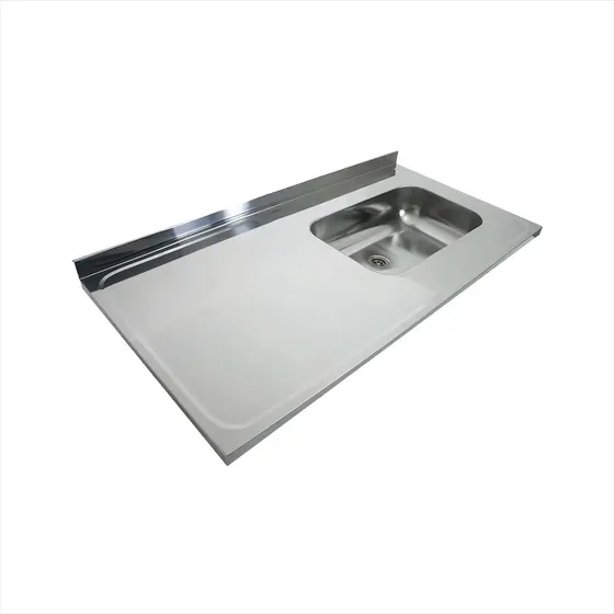 Mesada Cocina C/ Pileta Bacha Acero Inox Dhinox Simple 120cm Color Plateado