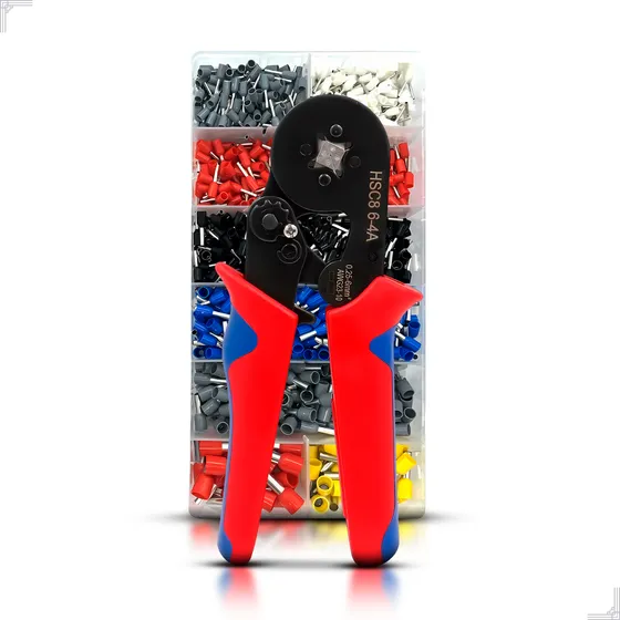 Kit Alicate Crimpar Box Com 1200 Terminal Ilhós 0,25 A 10mm
