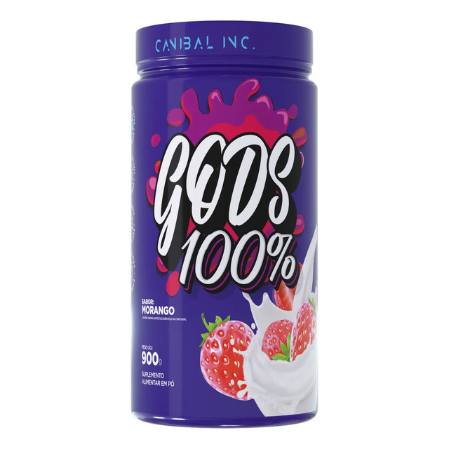 Gods Whey 100% 900g Pote Whey Protein Concentrado Canibal Sabor Morango Gods Whey 100% 900g Pote Whey Protein Concentrado Canibal Sabor Morango