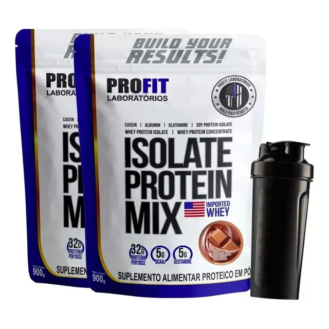 2x Whey Protein Isolado Mix Profit 900g = 1,8kg +vaso Gratis