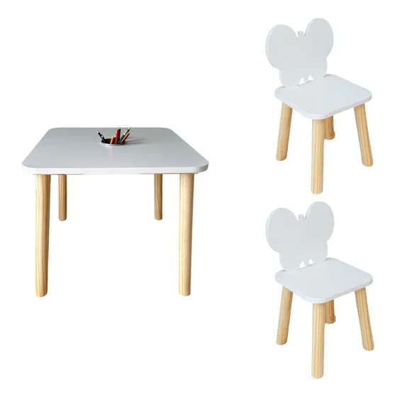  Mesinha Com Porta Lápis E 2 Cadeiras Infantil Borboleta