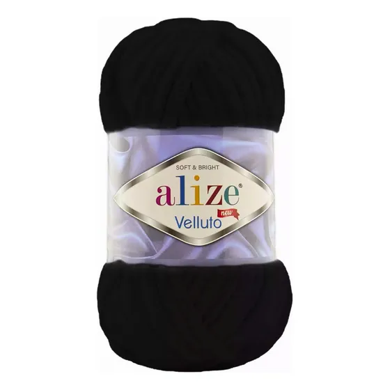 Alize Velluto 100 G Madeja 68 M 8 Mm. Color Negro 60