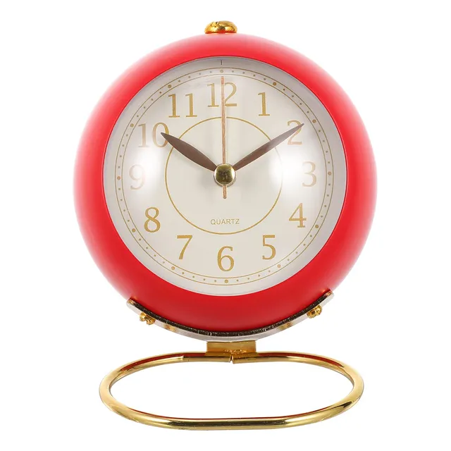 Reloj Escritorio Metal Vintage Silencioso Tictac Despertador