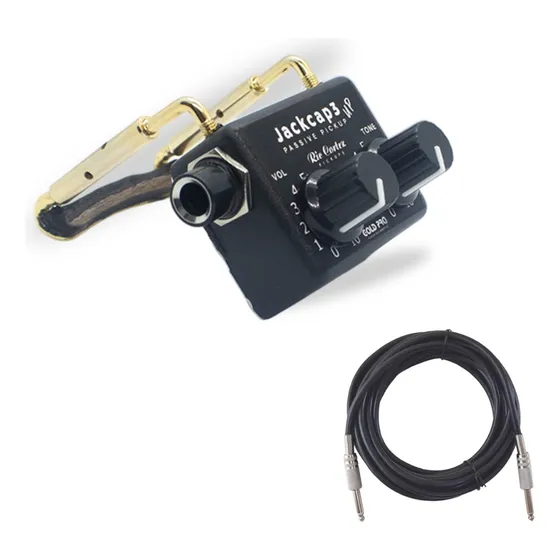Captador Violino C/ Vol. Jackcap 3 Up + Cabo 5m E Queixeira