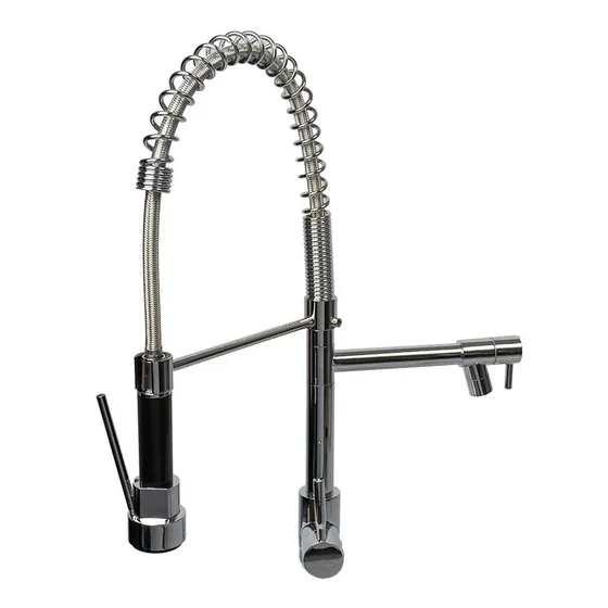 Griferia Monocomando Cocina Canilla Extensible Doble Bacha Color Plateado