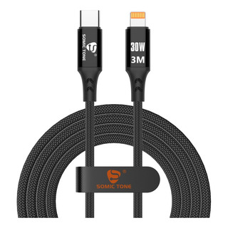 Cabo Carregador Usb C Para Lightning Somic Tone 30w 3 Metros Cabo Carregador Usb C Para Lightning Somic Tone 30w 3 Metros