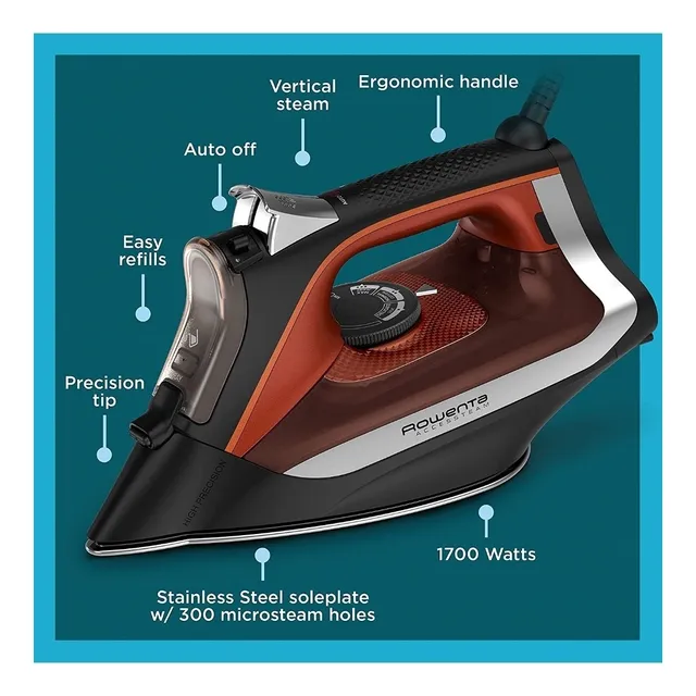 Plancha De Vapor, 1700 Vatios, Color Negro Rowenta Access