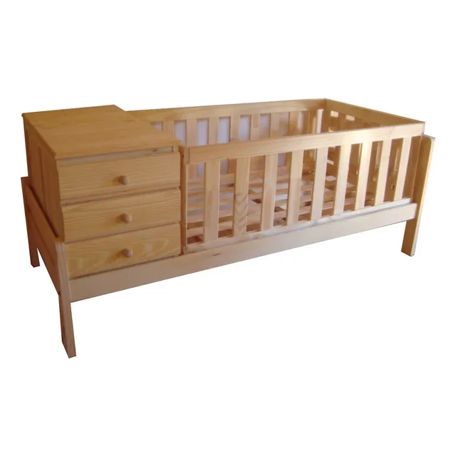 Cuna Cama Funcional En Pino Macizo Cajonera Baulera Pinoshow