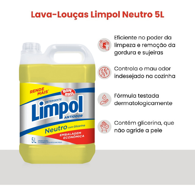 Detergente Líquido Neutro Limpol 5 Litros Detergente Líquido Neutro Limpol 5 Litros