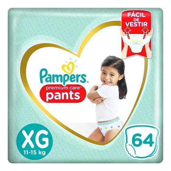 Pañales Pampers Premium Care Pants sin género XGPañales Pampers Premium Care Pants sin género XG x 64 unidades