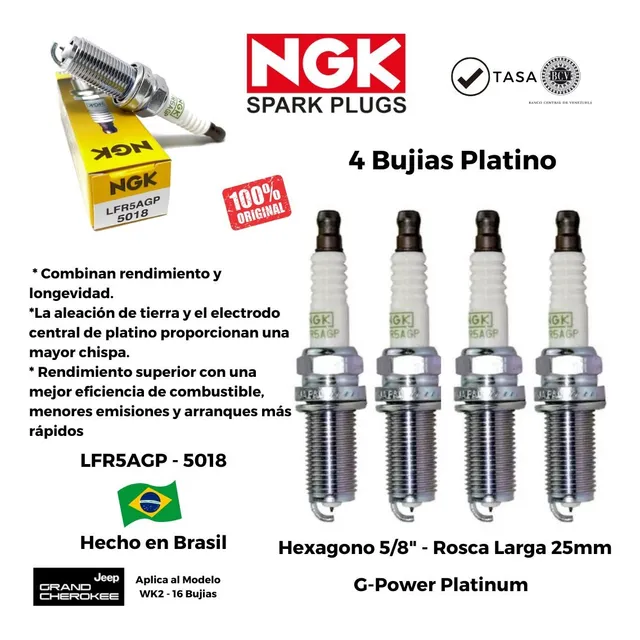Bujías Jeep Grand Cherokee 4g Wk2 2010-2017 Original Platino