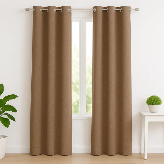 Cortina Tipo Blackout 80% Dakota 140x260cm Opaca Decorativa Moderna Color Marrón Habano