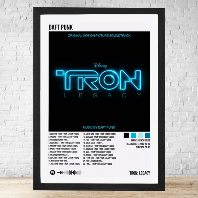 Cuadro Daft Punk Tron Legacy 30x40 Con Vidrio Y Marco C771