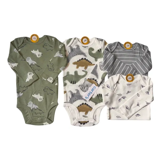 Mamelucos Bodys Carters  Para Niño Manga Larga Pack X 4