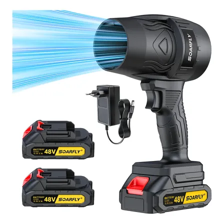Soprador De Ar Portátil Folhas De 48v Sem Fio Com 2 Baterias Preto 127/220v