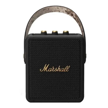Alto-falante Marshall Stockwell II portátil com bluetooth impermeável preto e latão