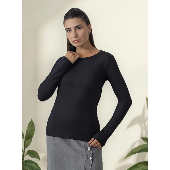 Remera Manga Larga Mujer Cuello Redondo Talles Colores 