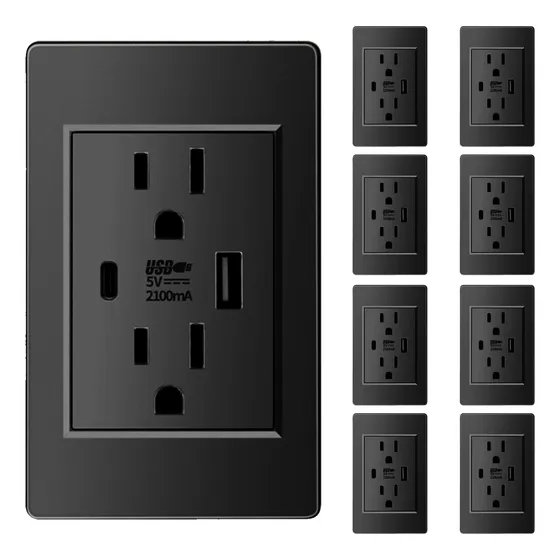 8pcs Toma Corriente Enchufe De Pared 3puertos Del Americanos