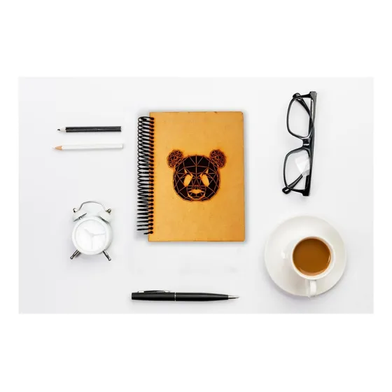 Libreta De Madera Oso Panda Estilo Minimalista Art14319