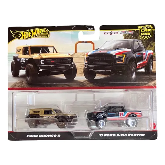 Hotwheels Premium 2 Pack Ford F150 Raptor & Bronco Raptor