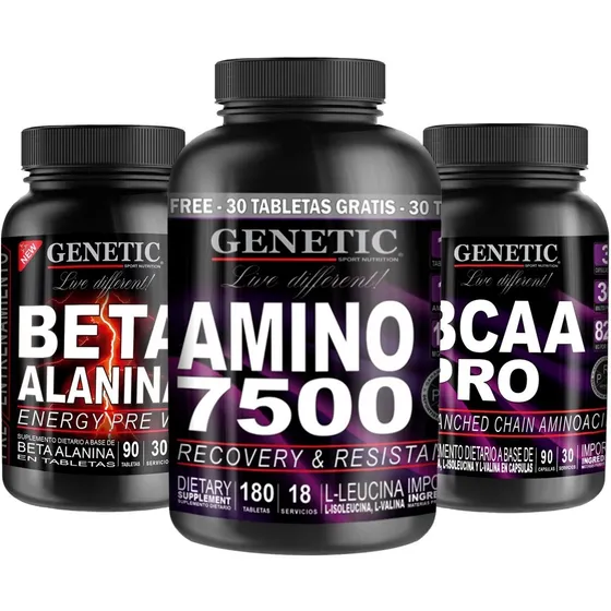 Fuerza Músculos Magros Beta Alanina Bcaa Amino 7500 Genetic