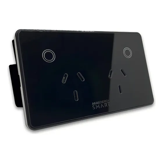 Tomacorriente Akai Energy Wifi Smart Doble Enchufe Inteligente Domótica Color Negro