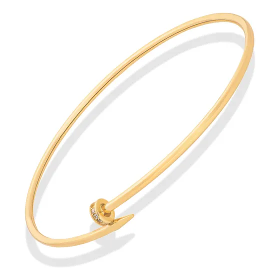 Brazalete Moon Rock Tornillo Dama Pulsera Aro Clavo Oro 10k