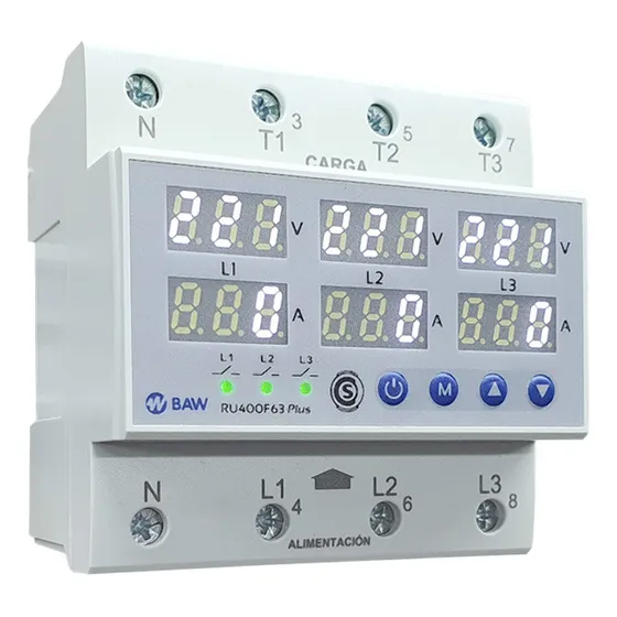 Protector Digital Tension Corriente Trifasico Monofasico 63a