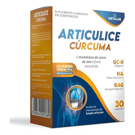 Articulice Cúrcuma Colágeno Tipo 2 Ácido Hialurônico 30cp Sem Sabor