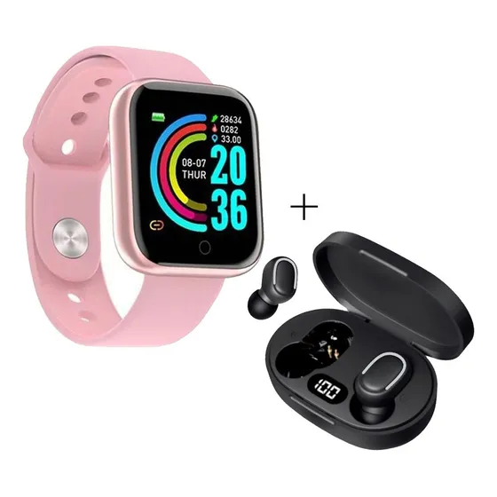 Relógio Smart Digital D20 Masculino Feminino + Fone S/fio