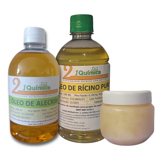 Óleo De Alecrim + Óleo De Rícino 500ml + Óleo De Coco 100ml