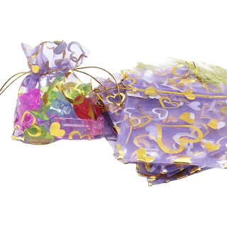 30 Bolsas De Organza Con Jareta 10x15 Cms Estampado Corazon 30 Bolsas De Organza Con Jareta 10x15 Cms Estampado Corazon