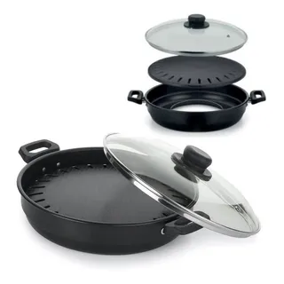 Churrasqueira Grill Grelhar FogĂŁo 28cm Teflon Tampa De Vidro Churrasqueira Grill Grelhar FogĂŁo 28cm Teflon Tampa De Vidro