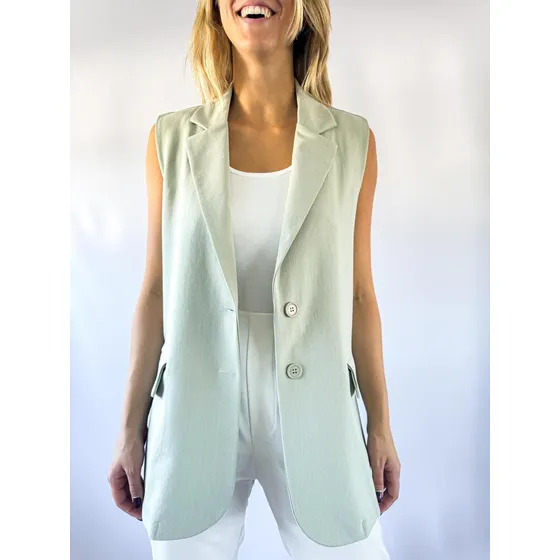 Chaleco Lulyna Crepe Sastrero Largo Mujer Dama