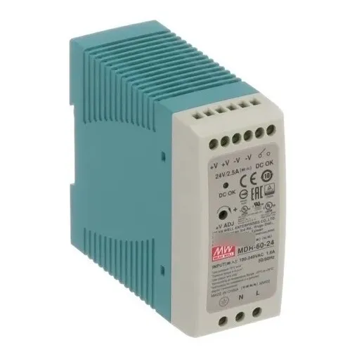 Fuente de Poder Mean Well 24V 60W MDR-60-24 para riel DIN4