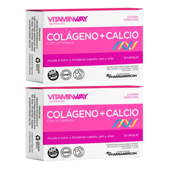 Vitamin Way Kit X2 Colágeno + Calcio Cabello Piel Uñas 30c