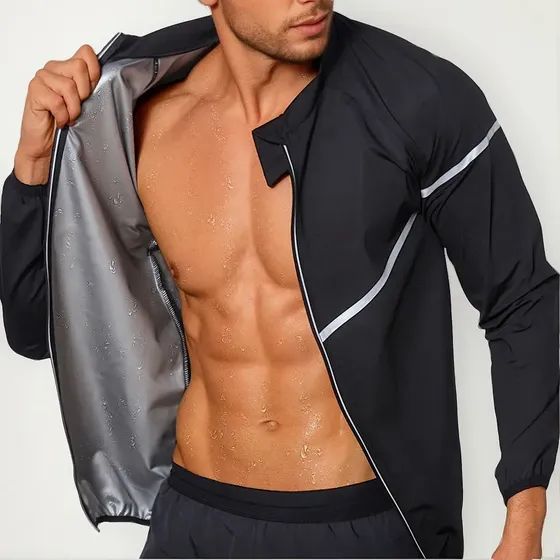 Chaqueta De Sauna Hombre Ropa Fitness Sudadera Deportiva