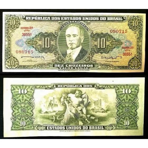 10 Cruzeiros Valor Legal 1964. Getulio Vargas. Mb+
