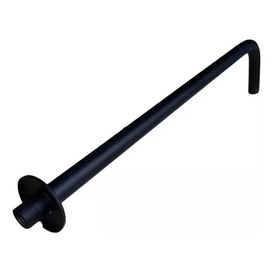 Brazo Y Chapetón Para Regadera 40cm Negro Roalflux Acabado Mate
