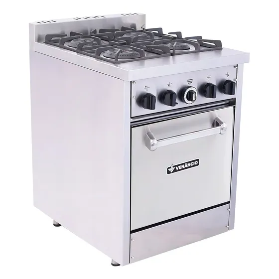 Cocina industrial Venâncio Don Bidone FDB4F color acero inoxidable con puerta ciega 220V