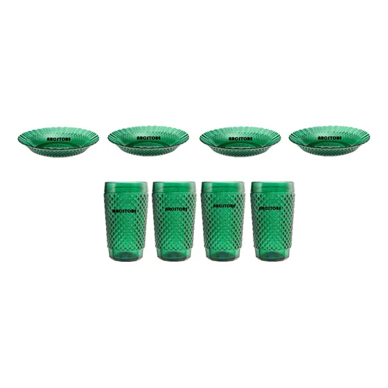 Jogo 4 Pratos + 4 Copos Barroco Wheaton