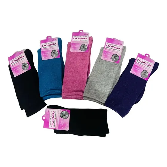 X6 Pares Calcetines Mujer Cachemira Sin Costuras Diabetico